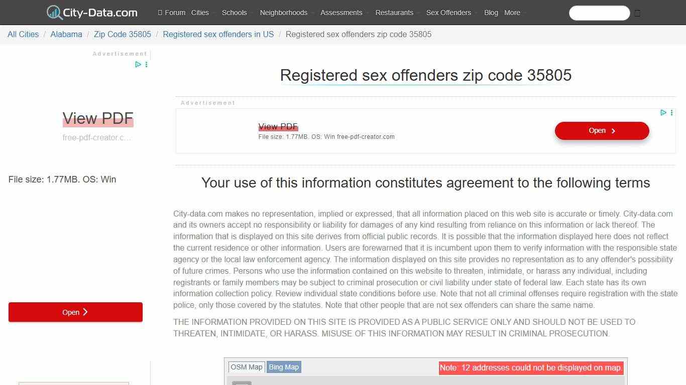 Registered sex offenders in zip code 35805 - crimes listed, registry-based, living in this zip code
