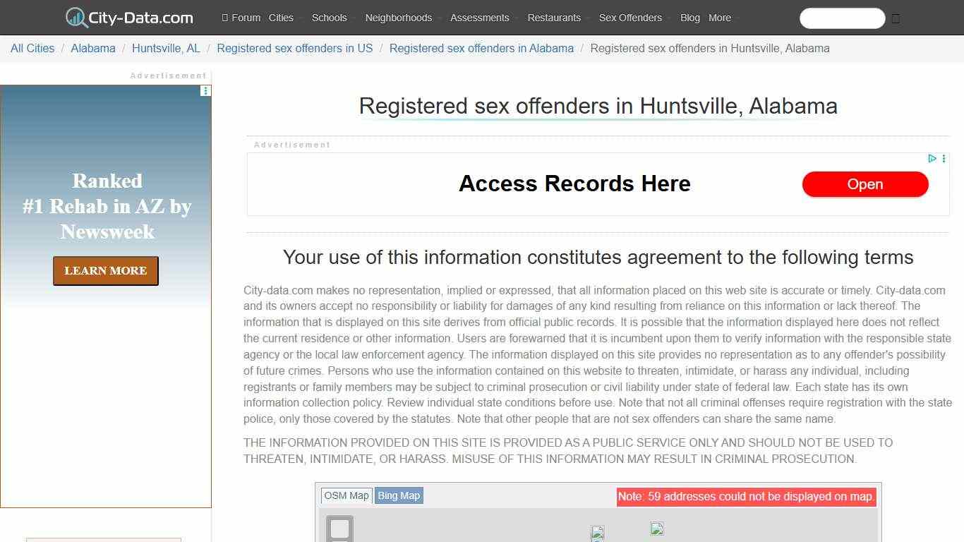 Registered sex offenders in Huntsville, Alabama - crimes listed, registry-based, living in this city